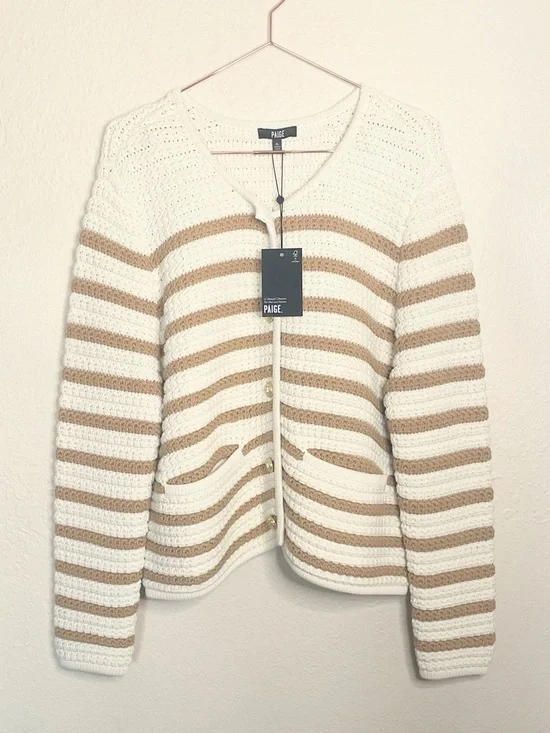 PAIGE Oberon Cardigan XL Ivory NWT Quiet Luxury Chic - Picture 5 of 12